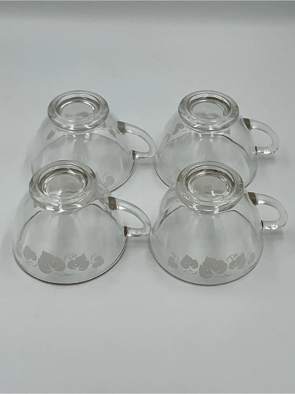 Vintage Anchor Hocking Grape Leaf Punch Cups with Gold Rims Set of 4